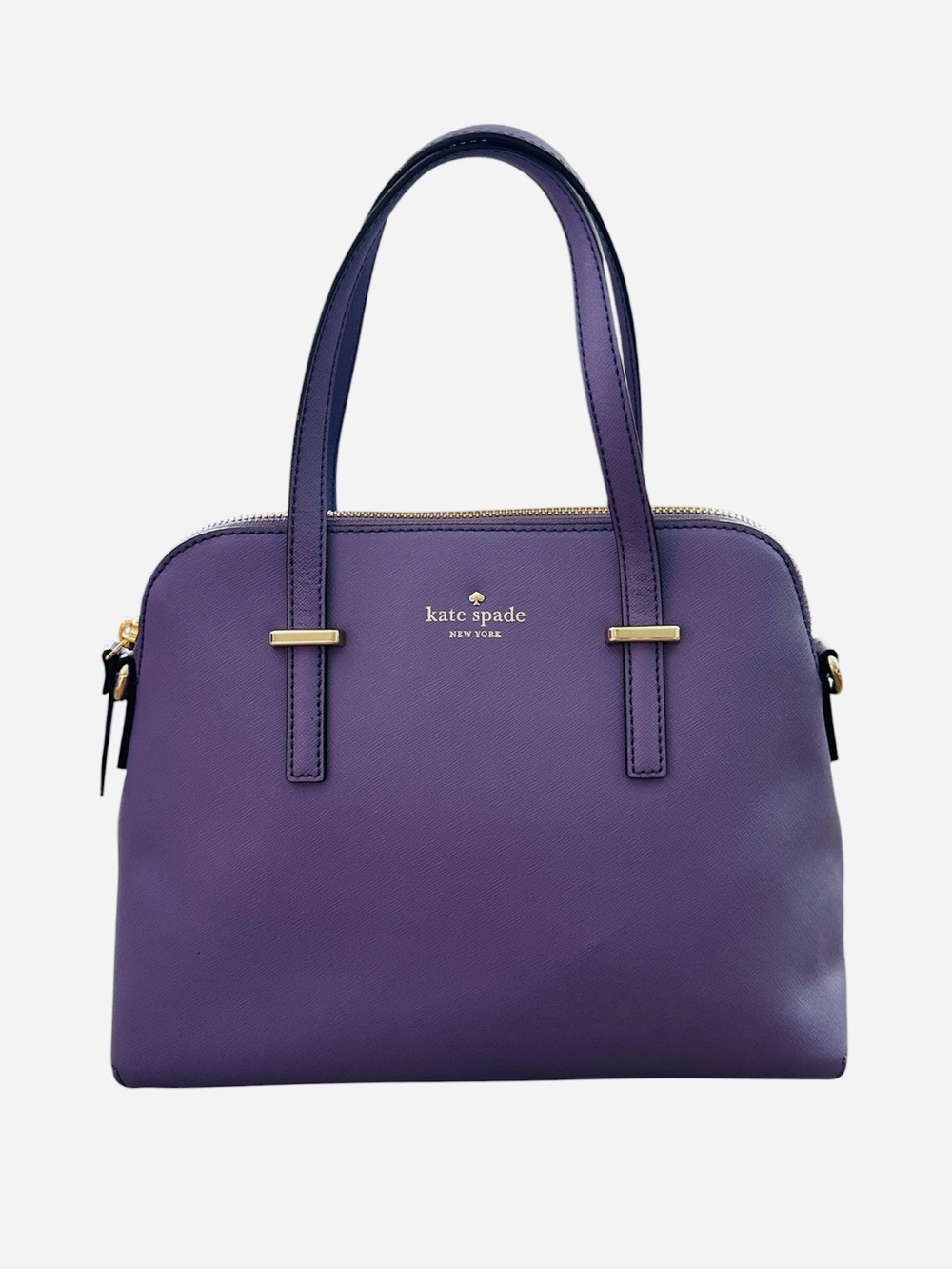 Kate Spade Cedar Street Maise Saffiano Purple Leather Satchel Crossbody Handbag